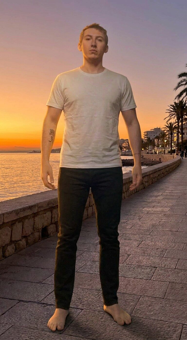 Momento generato: lo stesso look su un lungomare al tramonto